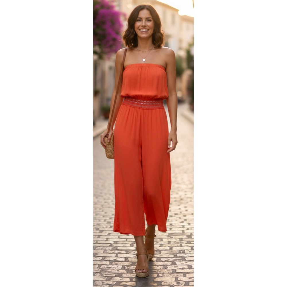 Liberty Love Coral Bandeau Jumpsuit NWT!